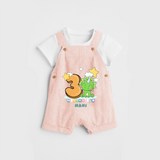 Celebrate The Third Month Birthday Customised Dungaree set - PEACH - 0 - 5 Months Old (Chest 17")