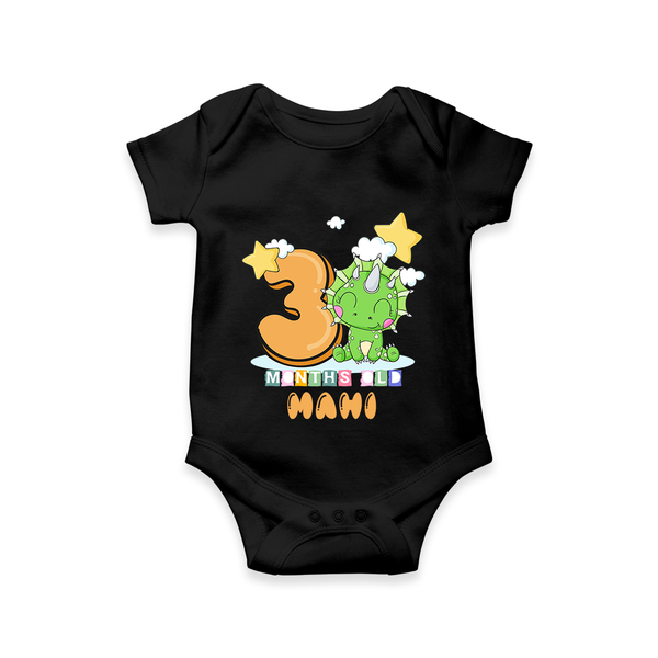 Custom Baby Romper/Onesie for 3 Month Milestone | Soft Cotton Bodysuit | Personalized Name Print - BLACK - New Born (Chest 14")