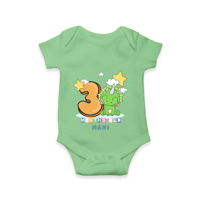 Celebrate The Third Month Birthday Customised Romper - GREEN - 0 - 3 Months Old (Chest 16")