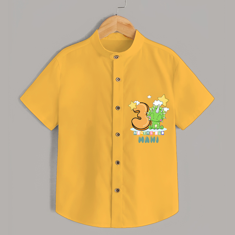 Celebrate The Third Month Birthday Customised Shirt - YELLOW - 0 - 6 Months Old (Chest 21")