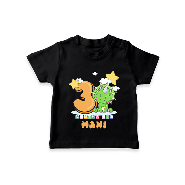 Custom Baby T-Shirt for 3 Month Milestone | Soft Cotton T-Shirt | Personalized Name Print - BLACK - 0-5 Months Old (Chest 17")