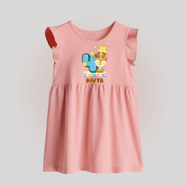 Custom Baby Baby Frock for 4 Month Milestone | Soft Cotton Baby Frock | Personalized Name Print - BABY PINK - 0 - 3 Months Old (Chest 17")