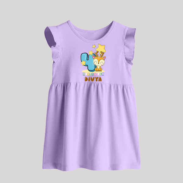 Custom Baby Baby Frock for 4 Month Milestone | Soft Cotton Baby Frock | Personalized Name Print - LILAC - 0 - 3 Months Old (Chest 17")