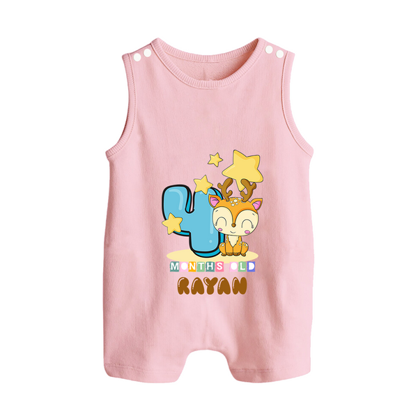 Custom Baby Romper Suit/ Sleeveless Romper for 4 Month Milestone | Soft Cotton Romper Suit/ Sleeveless Romper | Personalized Name Print - BABY PINK - 0 - 5 Months Old (Chest 18")