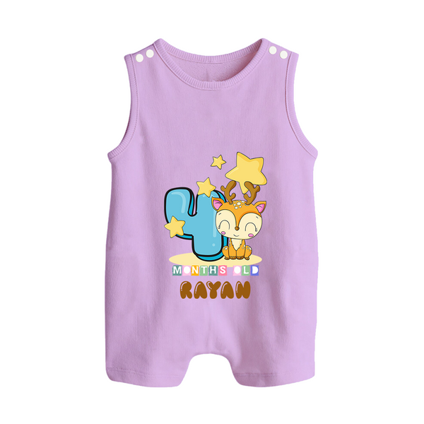 Custom Baby Romper Suit/ Sleeveless Romper for 4 Month Milestone | Soft Cotton Romper Suit/ Sleeveless Romper | Personalized Name Print - LILAC - 0 - 5 Months Old (Chest 18")