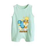 Custom Baby Romper Suit/ Sleeveless Romper for 4 Month Milestone | Soft Cotton Romper Suit/ Sleeveless Romper | Personalized Name Print - MINT GREEN - 0 - 5 Months Old (Chest 18")