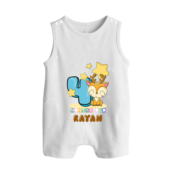 Custom Baby Romper Suit/ Sleeveless Romper for 4 Month Milestone | Soft Cotton Romper Suit/ Sleeveless Romper | Personalized Name Print - WHITE - 0 - 5 Months Old (Chest 18")