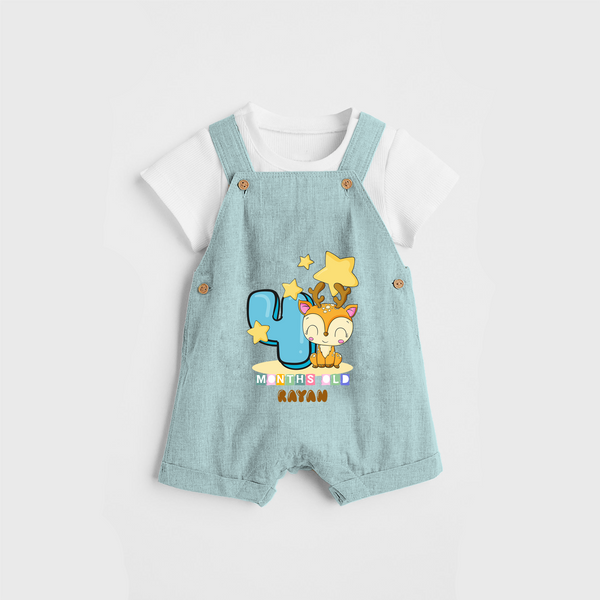 Celebrate The Fourth Month Birthday Customised Dungaree set - ARCTIC BLUE - 0 - 5 Months Old (Chest 17")