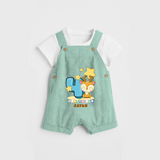 Celebrate The Fourth Month Birthday Customised Dungaree set - LIGHT GREEN - 0 - 5 Months Old (Chest 17")