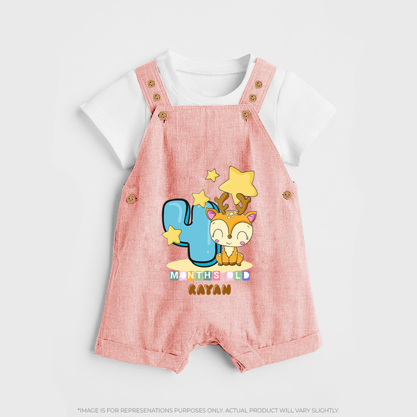 Make Your BabyÕs 4th Month Extra Special With Our Customized Baby Dungaree Set - PEACH - 0 - 5 Months Old (Chest 18")