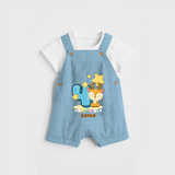 Celebrate The Fourth Month Birthday Customised Dungaree set - SKY BLUE - 0 - 5 Months Old (Chest 17")