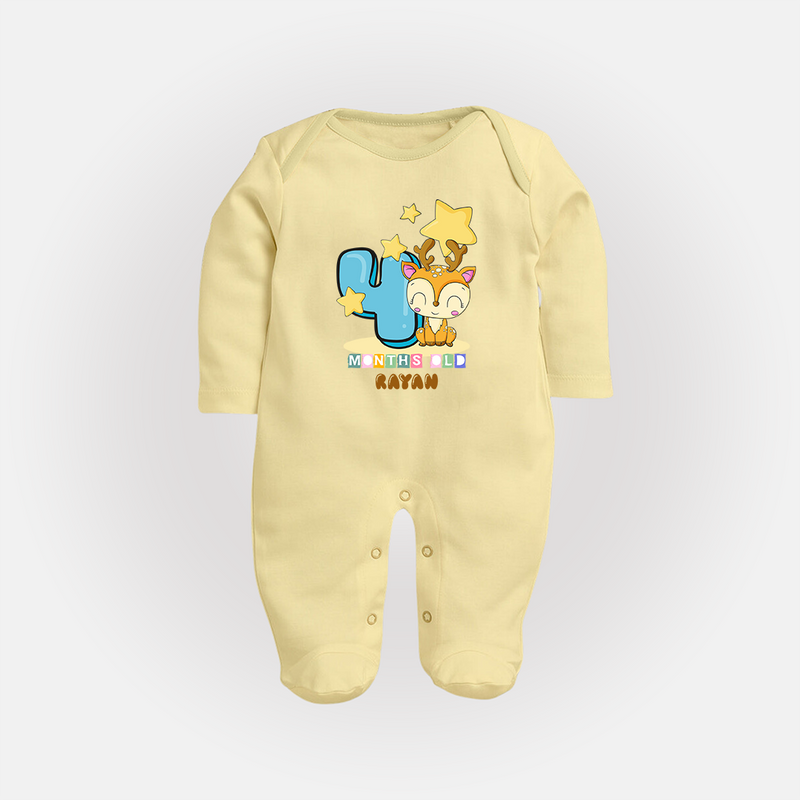 Make Your BabyÕs 4th Month Extra Special With Our Customized Baby Sleep Suit - PASTEL YELLOW - New Born (Chest 7.5")