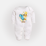 Make Your BabyÕs 4th Month Extra Special With Our Customized Baby Sleep Suit - WHITE - New Born (Chest 7.5")