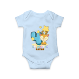 Make Your BabyÕs 4th Month Extra Special With Our Customized Baby Romper - BABY BLUE - 0 - 3 Months Old (Chest 16")