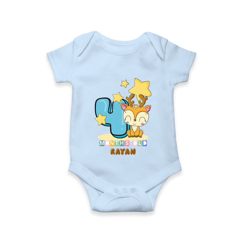 Make Your BabyÕs 4th Month Extra Special With Our Customized Baby Romper - BABY BLUE - 0 - 3 Months Old (Chest 16")