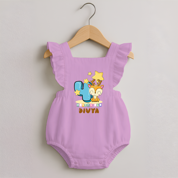 Custom Baby Romper Frock for 4 Month Milestone | Soft Cotton Romper Frock | Personalized Name Print - BABY PINK - 0 - 3 Months Old (Chest 19")
