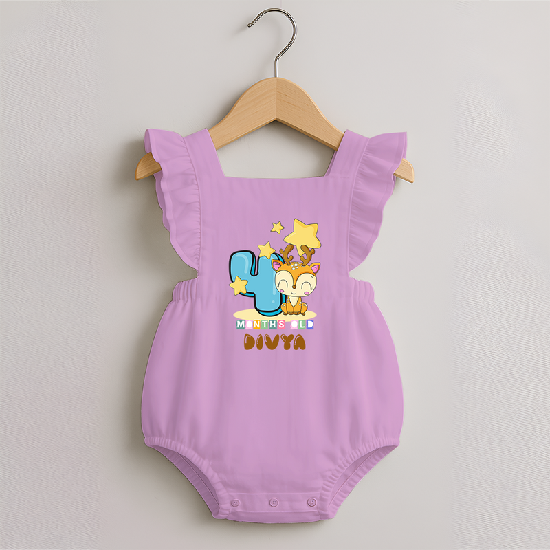 Custom Baby Romper Frock for 4 Month Milestone | Soft Cotton Romper Frock | Personalized Name Print - BABY PINK - 0 - 3 Months Old (Chest 19")