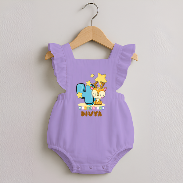 Custom Baby Romper Frock for 4 Month Milestone | Soft Cotton Romper Frock | Personalized Name Print - LILAC - 0 - 3 Months Old (Chest 19")