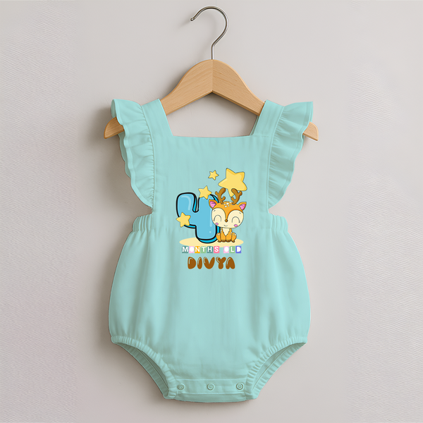 Custom Baby Romper Frock for 4 Month Milestone | Soft Cotton Romper Frock | Personalized Name Print - MINT GREEN - 0 - 3 Months Old (Chest 19")