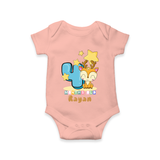 Celebrate The Fourth Month Birthday Customised Romper - PEACH - 0 - 3 Months Old (Chest 16")