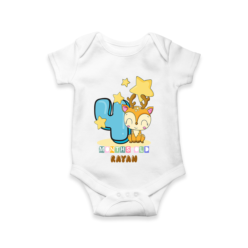 Celebrate The Fourth Month Birthday Customised Romper - WHITE - 0 - 3 Months Old (Chest 16")
