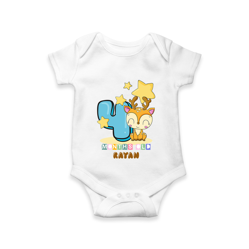 Make Your BabyÕs 4th Month Extra Special With Our Customized Baby Romper - WHITE - 0 - 3 Months Old (Chest 16")