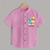 Custom Baby Shirt for 4 Month Milestone | Soft Cotton Shirt | Personalized Name Print - BABY PINK - 0 - 6 Months Old (Chest 23")