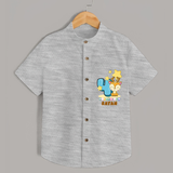 Celebrate The Fourth Month Birthday Customised Shirt - GREY MELANGE - 0 - 6 Months Old (Chest 21")