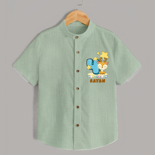 Custom Baby Shirt for 4 Month Milestone | Soft Cotton Shirt | Personalized Name Print - MINT GREEN - 0 - 6 Months Old (Chest 23")