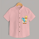 Celebrate The Fourth Month Birthday Customised Shirt - PEACH - 0 - 6 Months Old (Chest 21")