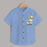 Custom Baby Shirt for 4 Month Milestone | Soft Cotton Shirt | Personalized Name Print - SKY BLUE - 0 - 6 Months Old (Chest 23")