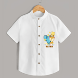 Celebrate The Fourth Month Birthday Customised Shirt - WHITE - 0 - 6 Months Old (Chest 21")