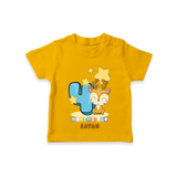 Celebrate The Fourth Month Birthday Customised T-Shirt - CHROME YELLOW - 0 - 5 Months Old (Chest 17")