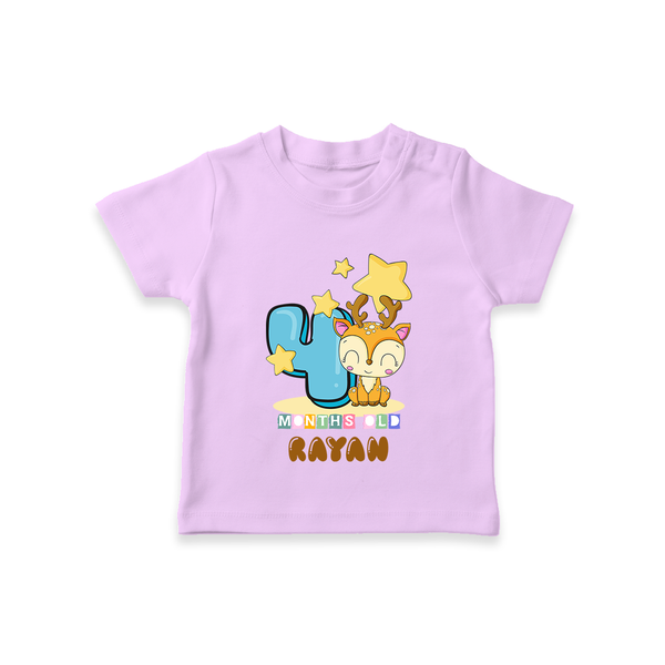 Custom Baby T-Shirt for 4 Month Milestone | Soft Cotton T-Shirt | Personalized Name Print - LILAC - 0-5 Months Old (Chest 17")