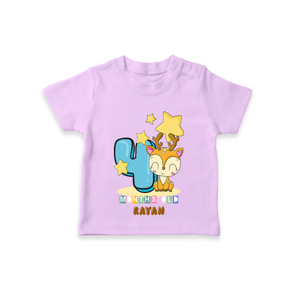 Celebrate The Fourth Month Birthday Customised T-Shirt - LILAC - 0 - 5 Months Old (Chest 17")