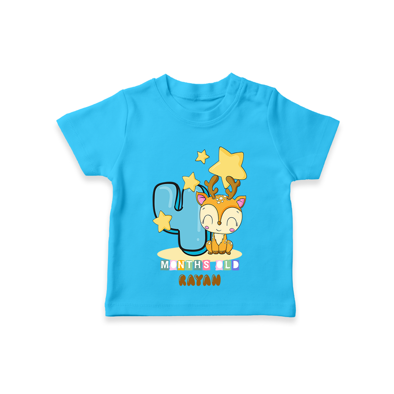 Celebrate The Fourth Month Birthday Customised T-Shirt - SKY BLUE - 0 - 5 Months Old (Chest 17")