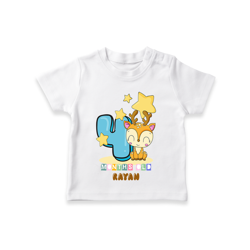 Celebrate The Fourth Month Birthday Customised T-Shirt - WHITE - 0 - 5 Months Old (Chest 17")