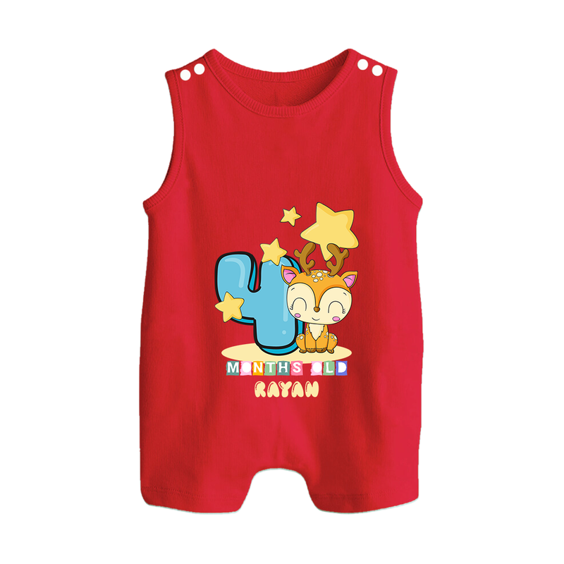 Make Your BabyÕs 4th Month Extra Special With Our Customized Baby Romper Suit - RED - 0 - 5 Months Old (Chest 18")