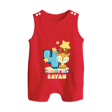 Custom Baby Romper Suit/ Sleeveless Romper for 4 Month Milestone | Soft Cotton Romper Suit/ Sleeveless Romper | Personalized Name Print - RED - 0 - 5 Months Old (Chest 18")