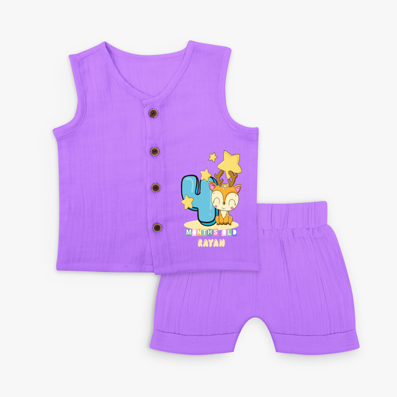 Celebrate The Fourth Month Birthday Customised Jabla set - PURPLE - 0 - 3 Months Old (Chest 9.8")