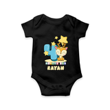 Custom Baby Romper/Onesie for 4 Month Milestone | Soft Cotton Bodysuit | Personalized Name Print - BLACK - New Born (Chest 14")