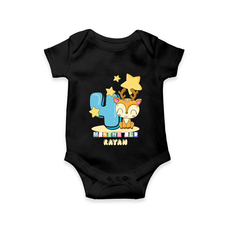 Make Your BabyÕs 4th Month Extra Special With Our Customized Baby Romper - BLACK - 0 - 3 Months Old (Chest 16")