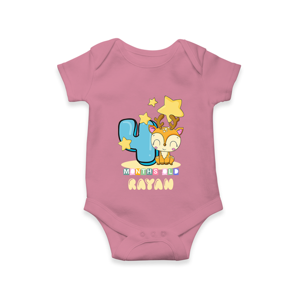 Custom Baby Romper/Onesie for 4 Month Milestone | Soft Cotton Bodysuit | Personalized Name Print - ONION - New Born (Chest 14")