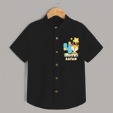 Custom Baby Shirt for 4 Month Milestone | Soft Cotton Shirt | Personalized Name Print - BLACK - 0 - 6 Months Old (Chest 23")