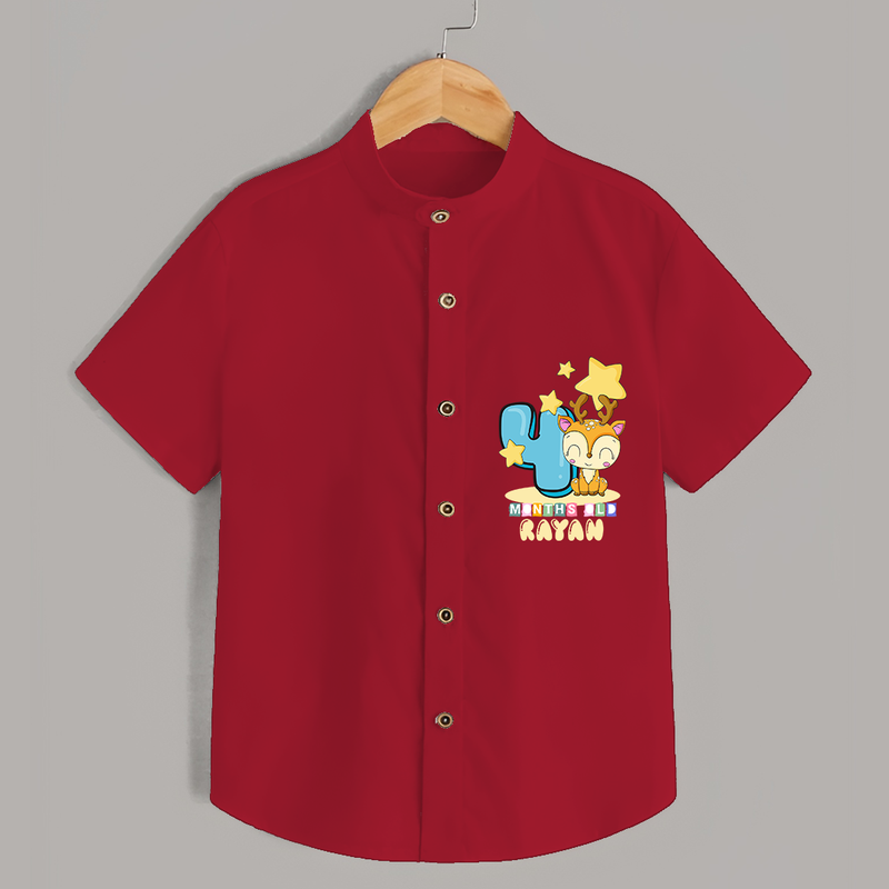 Celebrate The Fourth Month Birthday Customised Shirt - RED - 0 - 6 Months Old (Chest 21")