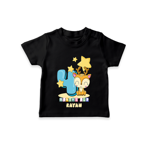Celebrate The Fourth Month Birthday Customised T-Shirt - BLACK - 0 - 5 Months Old (Chest 17")