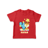 Custom Baby T-Shirt for 4 Month Milestone | Soft Cotton T-Shirt | Personalized Name Print - RED - 0-5 Months Old (Chest 17")