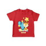 Celebrate The Fourth Month Birthday Customised T-Shirt - RED - 0 - 5 Months Old (Chest 17")