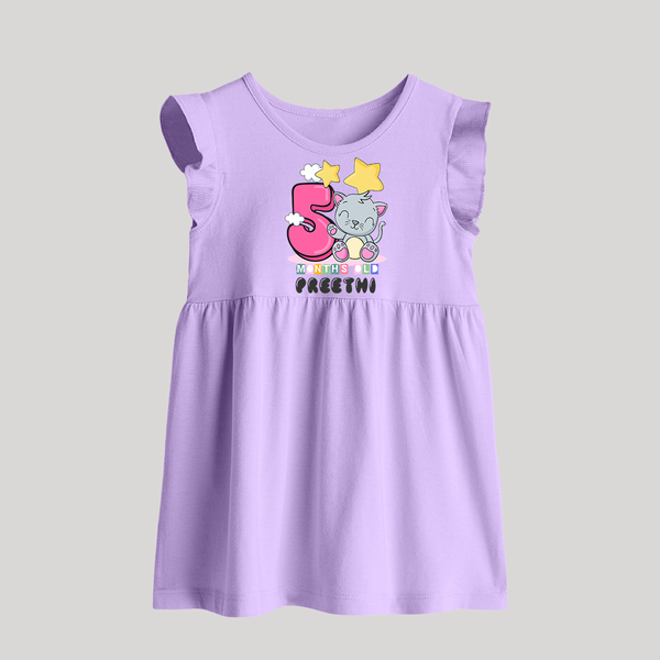 Custom Baby Baby Frock for 5 Month Milestone | Soft Cotton Baby Frock | Personalized Name Print - LILAC - 0 - 3 Months Old (Chest 17")