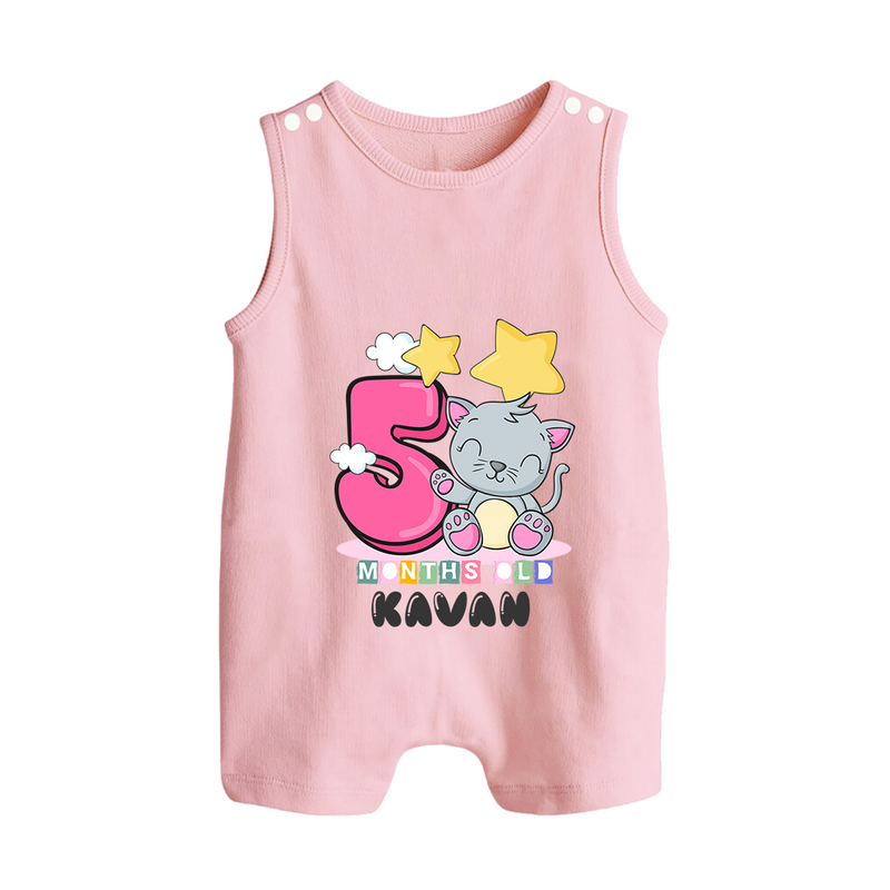 Custom Baby Romper Suit/ Sleeveless Romper for 5 Month Milestone | Soft Cotton Romper Suit/ Sleeveless Romper | Personalized Name Print - BABY PINK - 0 - 5 Months Old (Chest 18")